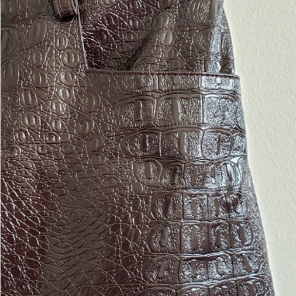 ❌SOLD❌Burgundy Vinyl Croc Long Skirt - Picture 3 of 7